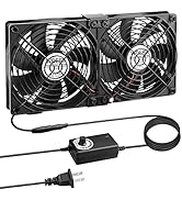 Wderair AC 2 x 120mm 240mm Server Rack Cooling Fans with 110V -240 Volt AC to DC 12V Variable Spe...