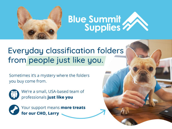 classification folder company introduction with picture of french bulldog