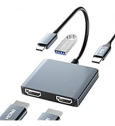 Dnkeaur Dual Monitor Adapter, HDMI Adapter for Dual Monitors, USB C to Dual HDMI Adapter, Docking...
