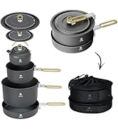 Alocs Camping Cooking Set Camping Gear, Portable Camping Cookware with Upgraded Handle, Camping P...