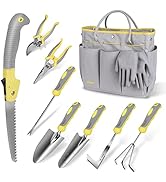 Garden Tool Set, Carsolt 10 Piece Stainless Steel Heavy Duty Gardening Tool Set for Digging Plant...