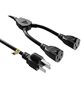 CableLeader Power Cord Splitter Cable, 2 NEMA 5-15R to 1 NEMA 5-15P - Splitter Cord, Y Power Cabl...