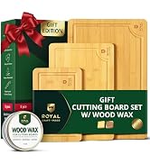ROYAL CRAFT WOOD Wooden Cutting Boards for Kitchen Meal Prep &amp; Serving - Bamboo Wood Serving Boar...