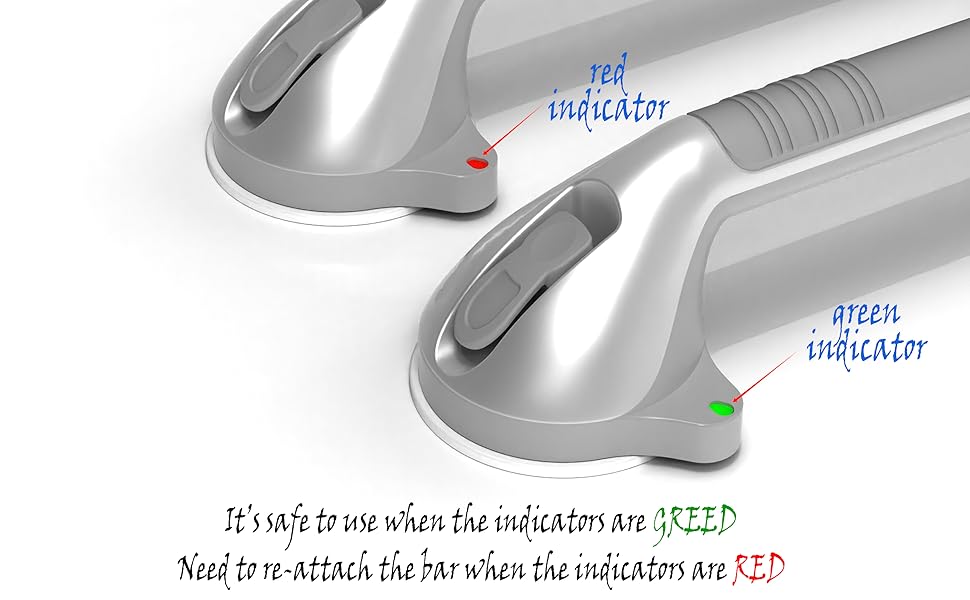 suction shower grab bars with indicators