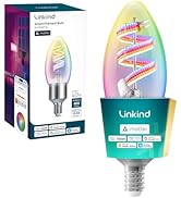 Linkind Matter Smart Bulbs, E12 Led Edison Bulb, Smart Filament Bulbs, WiFi Candelabra B11 Bulbs,...