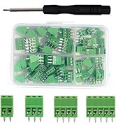 52PCS 2.54mm 0.1" Pitch PCB Mount Screw Terminal Block Connector, Minidodoca 2P 3P 4P 5P Terminal...