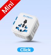 SKRSAN Aura Mini Global Plug 2 Pack, Pocket-Sized International Universal Power Adapter