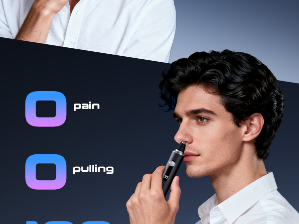 Portable nose and ear trimmer with LED display for daily grooming