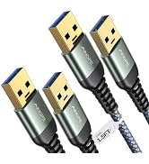 AINOPE USB to USB Cable, 1.5FT*2Pack USB 3.0 A to A Male to Male Cable [Never Rupture] Double End...