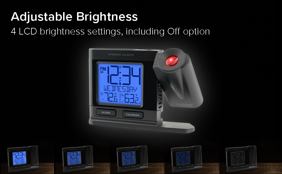 Lacrosse, la crosse, 616-41667, projection, atomic, self-set, alarm clock, time, digital, temp