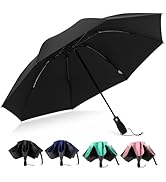 G4Free 46 Inch Windproof Umbrella for Rain Strong 8 Ribs Compact Reverse Folding Travel Umbrella ...