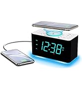 Emerson ER100401 Smartset 15Watt Ultra Fast Wireless Charging Dual Alarm Clock Radio with Bluetoo...