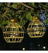 2 Pack Solar Lanterns Outdoor Hanging Lights, Metal Solar Lantern Outdoor Waterproof Auto On/Off ...