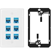 Iwillink 10Gbps Ethernet Wall Plate CAT6A, 6-Port Keystone Wall Plate and Jack Outlet, RJ45 Wall ...