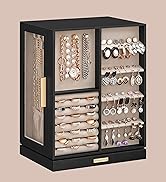 SONGMICS Jewelry Box 360°Rotating, Jewelry Storage Case with 5 Drawers, Jewelry Organizer, Glass ...