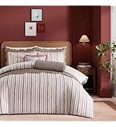 Ted Baker Scalloped Stripe Duvet Cover Set King - 3-Piece Cotton Sateen - Multi-Stripe