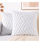 decorUhome Couch Throw Pillow Covers 18x18 Set of 2, Decorative Soft Plush Faux Wool Pillow Cover...