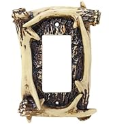 Rustic Faux Antler Single Rocker Switch Cover – Decorative Resin Wall Plate with Hunting Theme – ...