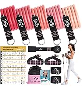 Resistance Bands with Handles for Women, 5 Level Exercise Bands Workout Bands for Physical Therap...