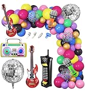 Amandir 80s 90s Theme Party Decorations, 90Pcs Balloon Garland Kit 6PCS Disco Ball Radio Boom Box...