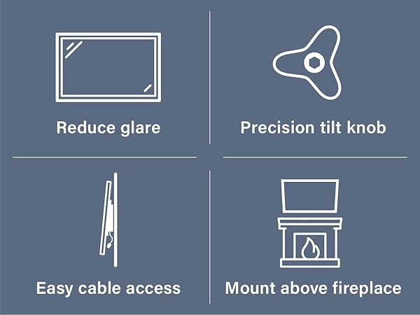 tilting tilt fireplace flush quick release thin metal stud Roku Element Haier Sharp Asus hitachi bpl