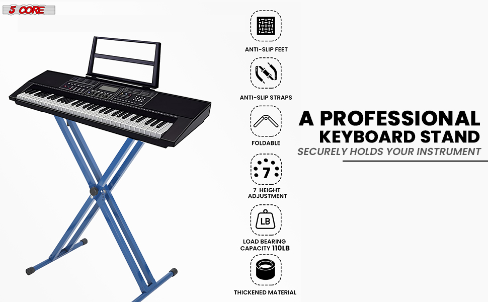 Keyboard Stand Single X Style 7 Adjustable Digital Electric Piano 61 76 88 Keys