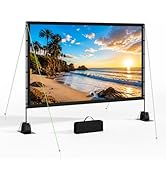 Outdoor Projector Screen with Stand, TWjouko 120 inch Portable Movie Screen with Carry Bag, Sandb...