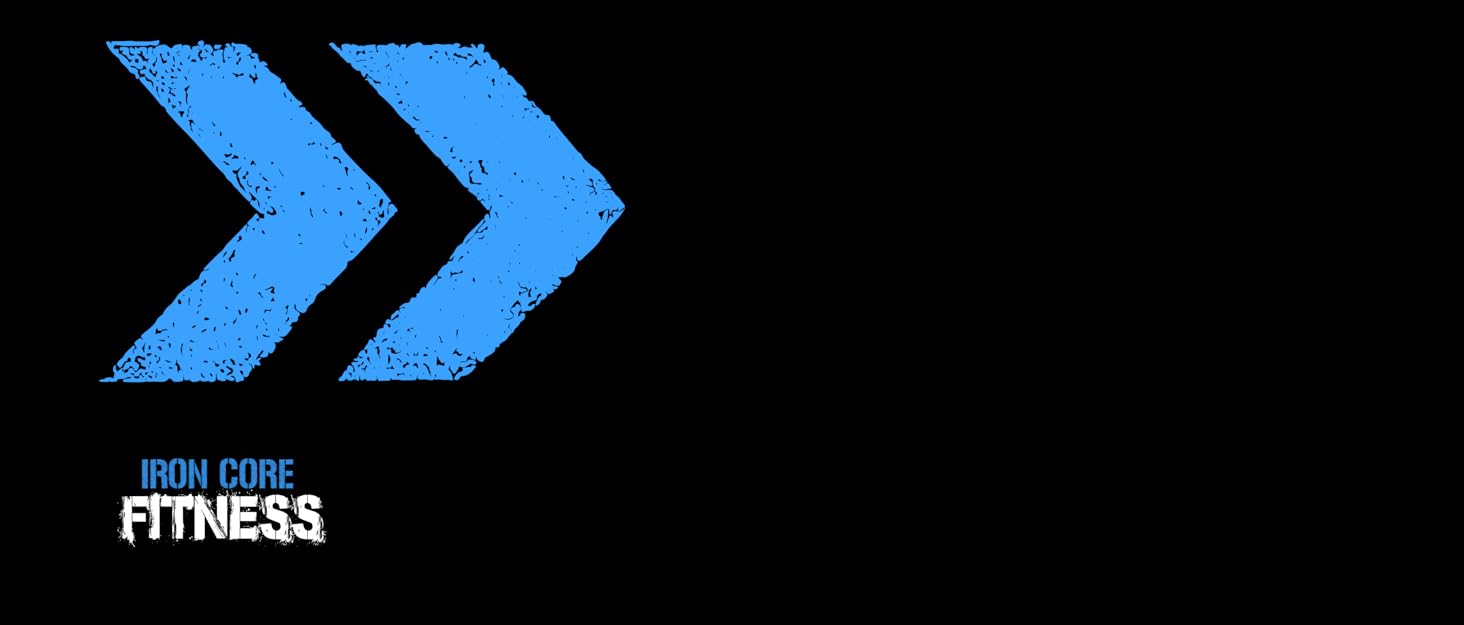 Text reads 'FITNESS'. Dark banner with blue chevron arrows and minimalist fitness-related branding design.