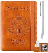 RSAquar Passport and Vaccine Card Holder Combo, Passport Holder Cover Wallet, Leather Card Case T...