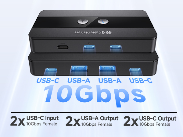 USB C switch with remote control for sharing USB-A and USB-C peripherals