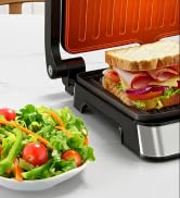 MIRASTON Electric Panini Press Grill and Sandwich Maker / 8.5" x 11" Non-Stick Coated Plates, Ope...
