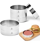 Hilsita Burger Mold, Sous Vide Accessories Hamburger Bun Rings, 6 Pcs 4 Inch Baking Rings, Stainl...