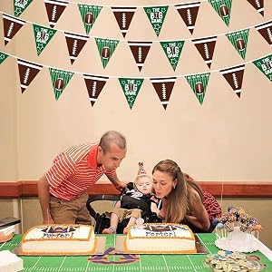 Football Party Decorations Green Brown Football Pennant Banner Fabric Triangle Garland Streamers