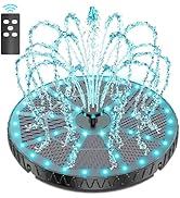 Yzert Remote Solar Fountain Adjust Spray Height with Fantastic Colorful Lights, 2026 6W Solar Bir...