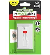 FrogTape reMOVEables Adjustable Picture Hanger, Removable Damage Free Picture Hanging Kit Without...