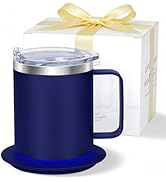 Zhenglu Self Heating Coffee Mug, USB Heated Coffee Mug Warmer Set with Lid, 131°F Keep Warm Cup f...