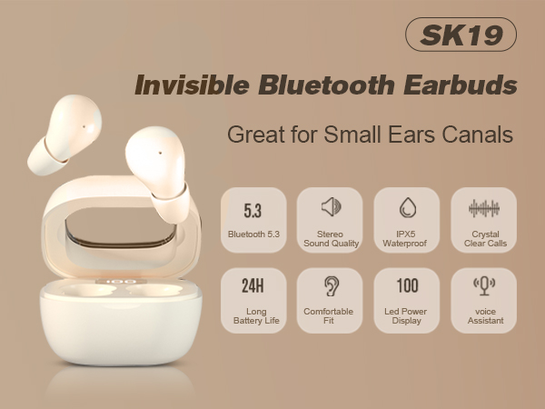 SK19 Invisible Bluetooth Earbuds for Small Ears Canals