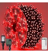 WATERGLIDE 1000 LED Christmas String Lights, 328 FT Green Wire LED Decorative Fairy Lights with R...