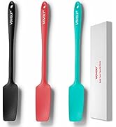 VOVOLY Silicone Jar Spatulas, Long Handle Jar Spatulas, 600ºF Heat Resistant Small Spatula, Seaml...