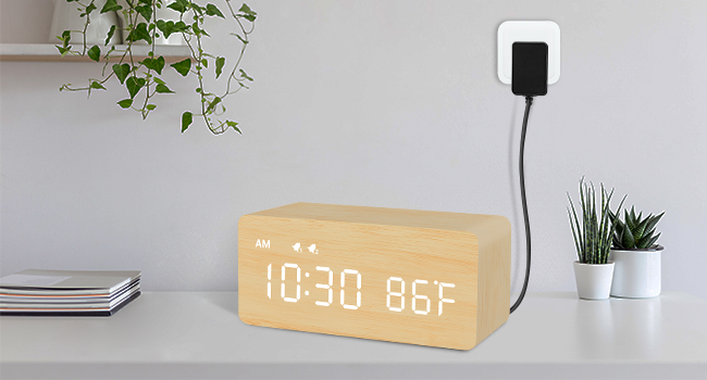 wooden digital clock