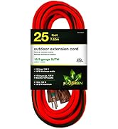GoGreen Power (GG-14025) 12/3 25’ SJTW Outdoor Extension Cord, Lighted End, 25 Ft