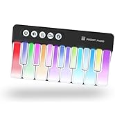 HACOCOLA Mini Keyboard Piano Toy, Portable Light Up Pocket Piano for Toddlers Kids (Black)