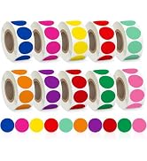 5000 Pcs 3/4" Colored Dot Stickers Circle Color Coding Labels, 10 Style Colored Coding Label Roun...