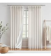 Vision Home Natural Pinch Pleated Light Filtering Curtains with Microfiber Liner 84 inch Linen Bl...