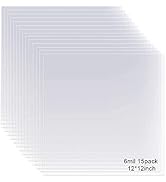 15 Pack 6 Mil Mylar Sheets, 12 x 12inch Clear Blank PET Blank Stencil Material, Make Your Own Ste...