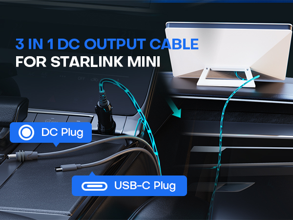  Edihia Starlink Mini Car Adapter 3-in-1 Cable 