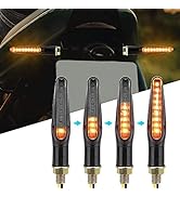KEMIMOTO 4PCS Motorcycle Turn Signal Light, 12V LED Turn Indicator Flowing Lights With E24 Mark
