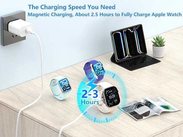 Apple MFi Certified 2Pack 6.6FT Magnetic Wireless Charging Cable for Apple Watch Charger