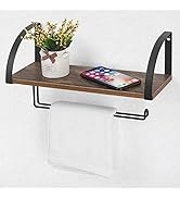 Paper Towel Holder with Shelf Storage, Wall Mount 2-in-1 Kitchen Paper Roll Towel Holder Rustic F...