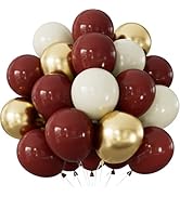 Adeyoo Burgundy and Gold Balloons - Maroon Balloons 12 Inch Glitter Metallic Gold Balloon White S...